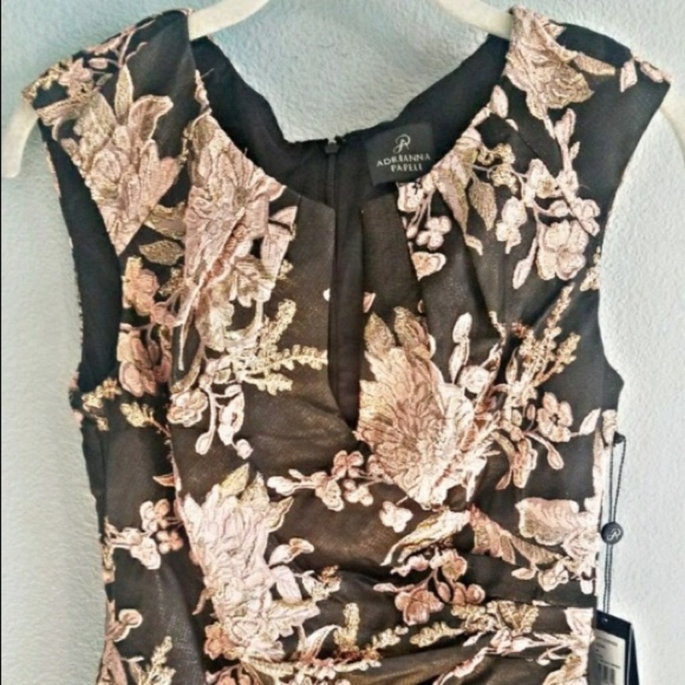 NWT Adriana Papell Brown and Gold Sleeveless Dress